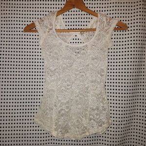 Sheer Lace Top with Keyhole Back